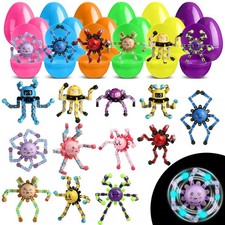 ShinyRelief 24 Pack Easter Eggs with Fidget Toys Transformable Fidget Spinne...