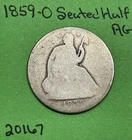 1859-O Seated Liberty Half Dollar 50c Ag About Good 90% Silver