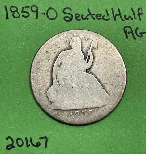 1859-O Seated Liberty Half Dollar 50c Ag About Good 90% Silver