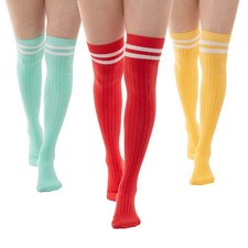 Womens Striped Cotton Thigh High Tube Sock Over The Knee Boot Socks Fashion