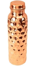 100% Pure Copper Water Bottle Diamond Handmade For Health Benefits 1000ml