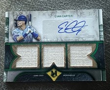 Topps 2025 Museum Evan Carter Triple Relic Autograph Signature Swatches 1/1