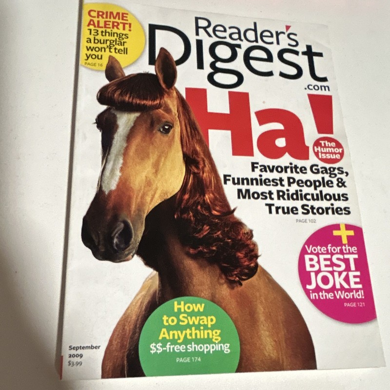 Reader's Digest September 2009 Issue "Ha!" Cover Illustrated English Humor