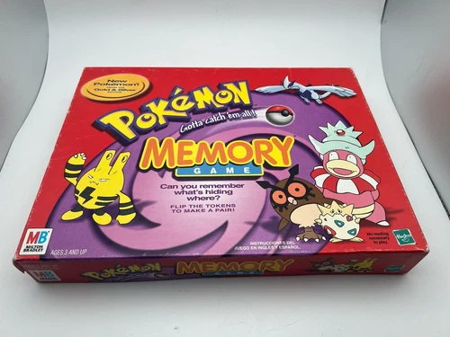 Vintage Pokemon Memory Game 2000 Y2K Gold & Silver Edition Complete 48 Tokens