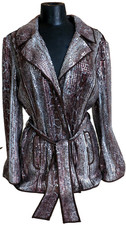 Chico s Sz 1/Med M 8 Sparkling Sequin Blazer Coat Snake Ravishing Jacket Belted