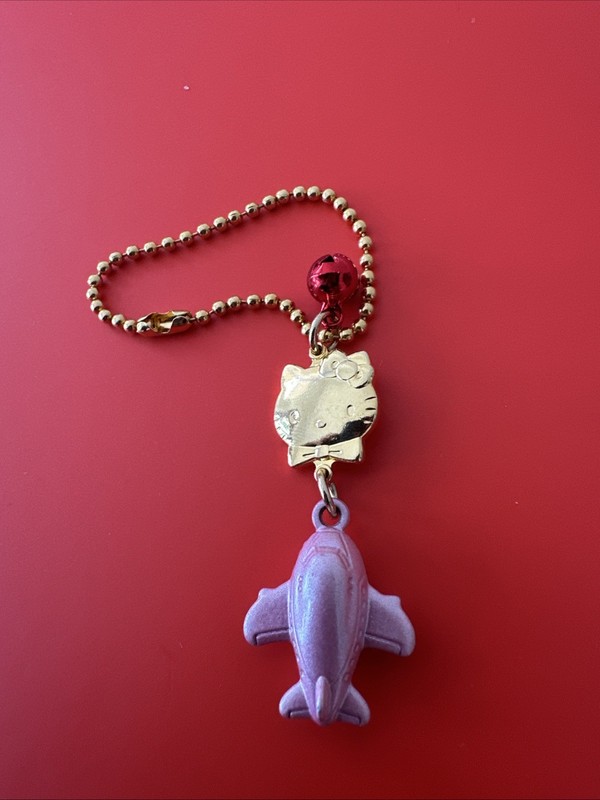 Vintage Rare Unique Hello Kitty And Airplane Bag Charm Keyring Keychain