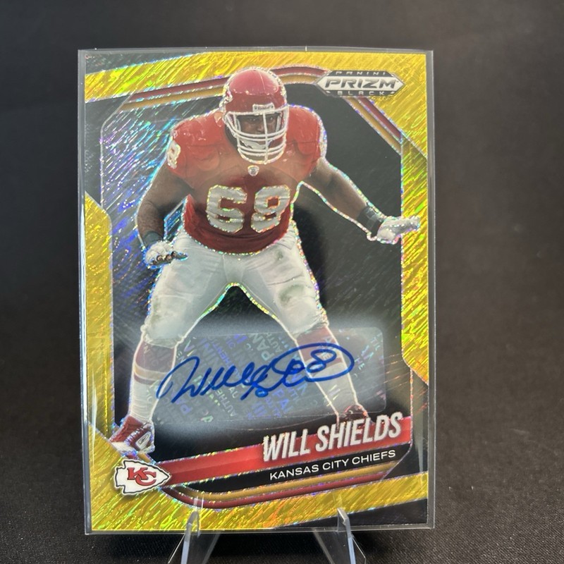 2025 Panini Prizm Black FOTL Will Shields Gold Shimmer Auto /10 Chiefs