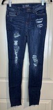 No Boundaries Women  s Sz. 3 Distressed Mid Rise Skinny Jeans