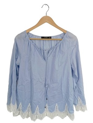 HALLHUBER Carmen-Bluse Damen Bluse Gr. DE 34 blau Casual-Look