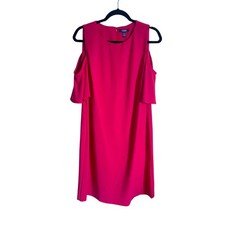 Chaps Bright Pink Fuchsia Women's Dress Work Party Cold Shoulder Size 14