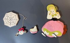 Vintage Nursery Wall Decor Little Miss Muffet Chalkware USA 1950s 4 Pieces