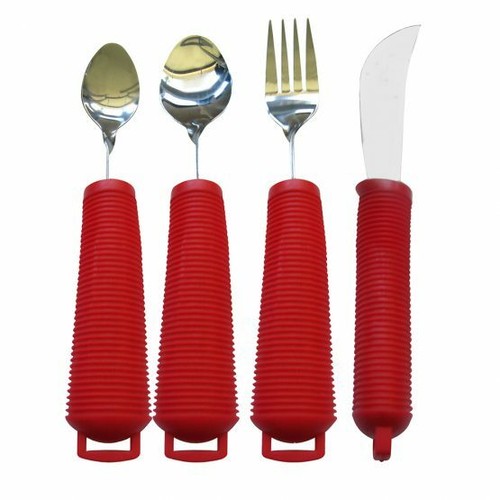 Easy Grip Bendable Cutlery Red Set of Large Handled Cutlery, Knife, Fork, Spo 4713280200010