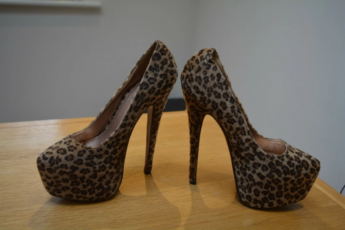 Bebo Gold Leopard Suede Extreme Heel Platform Occasion Courts Size UK 3 BNWB