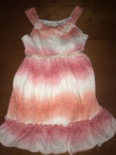 Girls SWEET HEART ROSE Ruffle Tank Dress w/ Orange/White/Dark Orange Ombre SZ 5