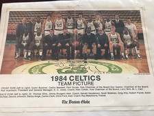 1984 BOSTON CELTICS TEAM PHOTO BOSTON GLOBE LARRY BIRD AUERBACH 