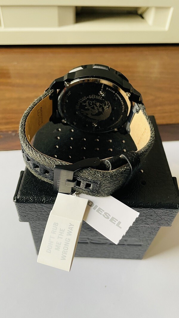 Diesel DZ7358 Men's Machinus 4 Timezone Oversize Black Dial Denim