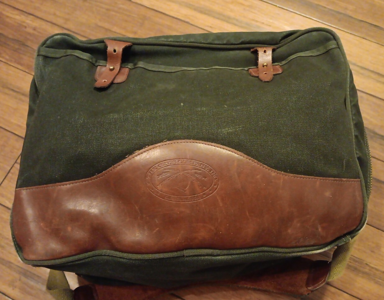 Vintage Orvis Gokey Leather Canvas Luggage Bag Green With Strap eBay