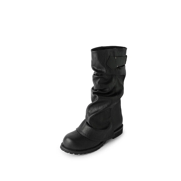 Para mujeres Cuero Hebilla Correas Cuña Oculta Moda Botas holgadas Zapatos Foto 2 de 4