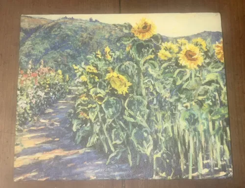 VTG Original ‘02 Signed Delia Bradford Sunflowers Carmel Valley CA 8”T 10”W