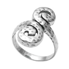 925 Sterling Silver Hammered Double Swirl Wrap Ring Size 5-9