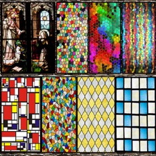 Self Adhesive Frosted Stained Glass Window Door Sticker Film Decor