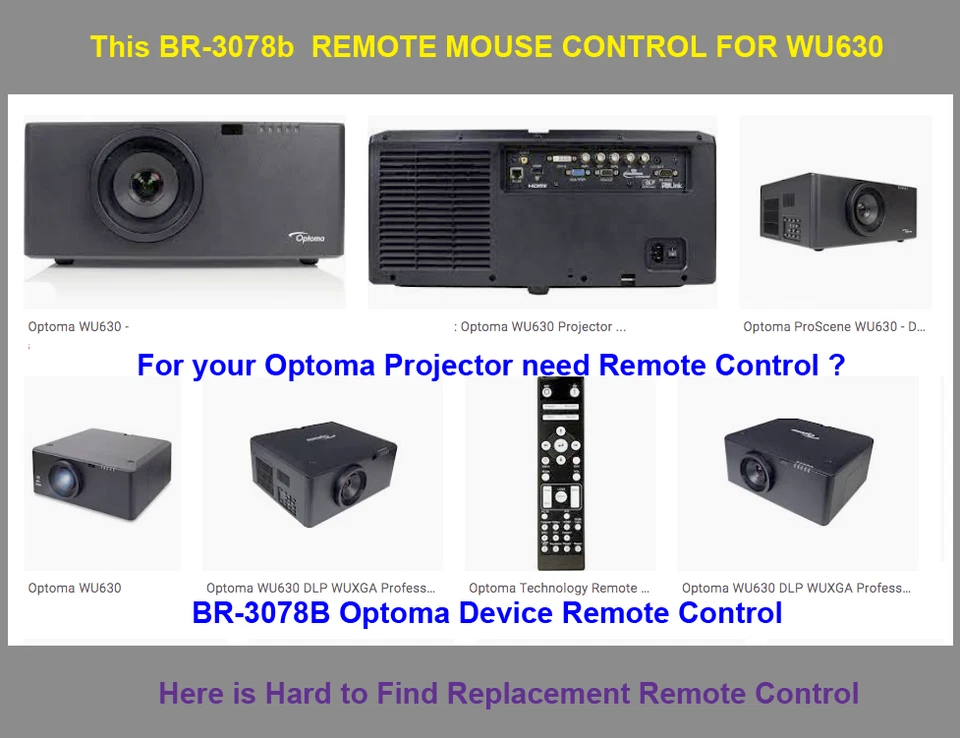 Optoma WU630 Projector =   Remote Control ( BR-3078B )  unique code !! ( Read  ) - Image 2 of 4