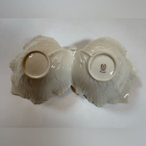 Lenox Porcelain Double Leaf Candy Nut Dish with Handle Ivory - Made in U.S.A - 第 7/11 張圖片