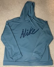 Nike Womens Size Medium Therma Fleece Training Logo Hoodie Pullover Mineral Teal