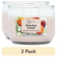  2 pack Mainstays White Rose  Peach 3 Wick Candle, 11.5 oz,Father's Day