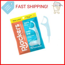 Plackers Twin-Line Dental Flossers, Cool Mint Flavor, Dual Action Flossing Syste