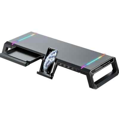 KYOLLY T1 RGB Gaming Computer Monitor Stand, Storage, Phone Stand USB Ports NEW!
