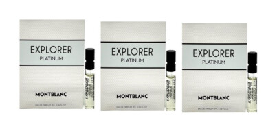 3X Explorer Platinum Mont Blanc Men Sample 0.06 oz 2 ml Eau De Parfum Spray New