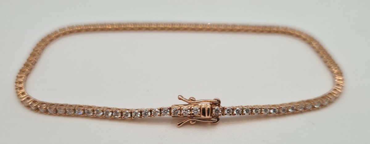 Bracelet Chaîne En Or Rose 18 Carats - Serti D'un Diamant - Neuf Avec étiquettes Et Emballage D'origine