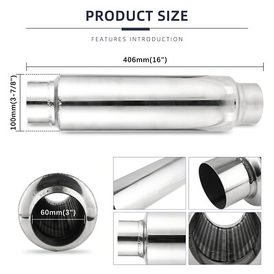 3 In Muffler For Suzuki Swift 3'' Inlet/Outlet Muffler Resonator Exhaust Deep Tone 12" Long E Flowmaster 40 Series Muffler - Foto 14