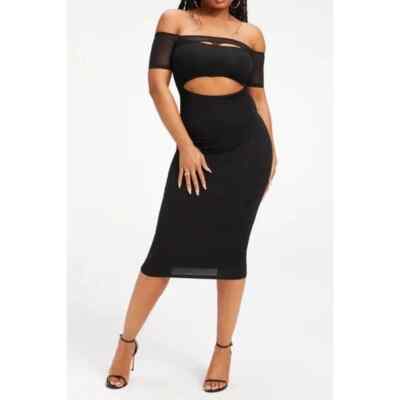 Good American Off Shoulder Cut Dress Black 6 US 3XL NWOT | eBay