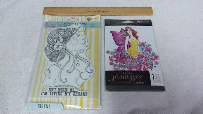 Prima LAUREN Princesses Stamp 5X7 Cling Stamp & Sirena by Jamie Dougherty Lot