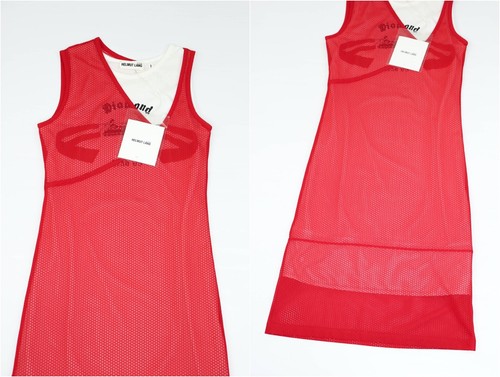 Helmut Lang Re-Edition Fire Red Layered Diamond Head Above The Knee Shift Dress - Picture 7 of 12