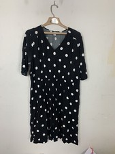 Old Navy Womens Dress XXL 2X Plus Black Polka Dot Retro Pinup Wedding Office