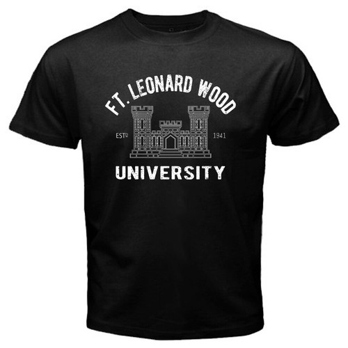 US Army Engineer Fort Leonard Wood University Men's Black TShirt Size S to 3XL eBay