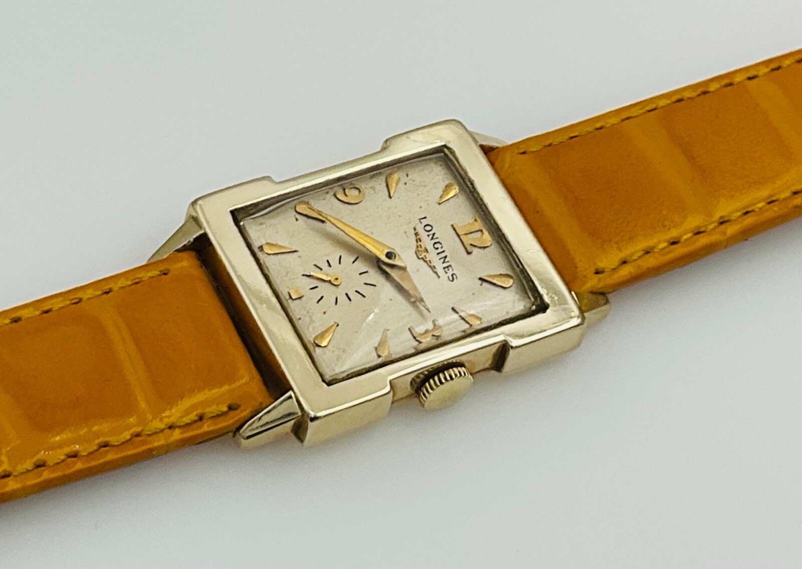 Longines 1950s Vintage 14K Gold Manual Wind Mens Watch  