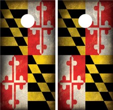Maryland Distressed Grunge Cornhole Board Wraps Decals Graphics