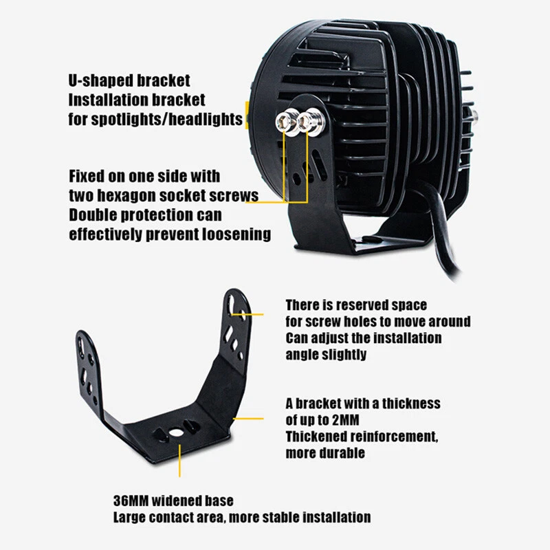 2PCS 12-80V 23W Motorcycle Motorbike Spotlight Fog Light Lamp Yellow Universal - Image 4 of 4