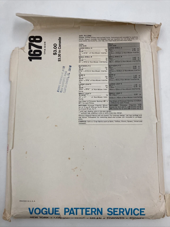 Vogue Home Patterns Pillows Covers Apron Gift Items Cut With Instructions C12f - Image 3 of 4