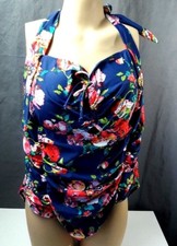 Womens sz XXXL One Piece Floral bathing suit Swimsuit blue nwots 1118-bb13