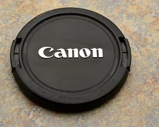Canon EOS E 58mm Snap-On Front Lens Cap Chrome Logo 18-55 55-250 75-300 (#1597)