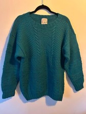 Vintage Irish Cooleen Handknitted Wool Sweater Green, Size 40