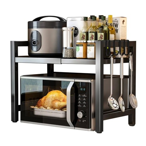2 Tier Expandable Microwave oven Rack Stand Storage Holder Kitchen Corner Shelf - Picture 7 of 7