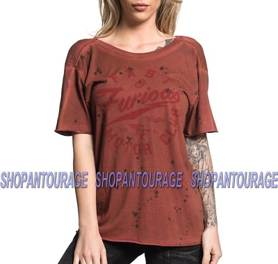 Affliction Built For Speed FFW265 Short Sleeve Fashion T-shirt Top For Women 