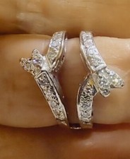 Natural Diamonds Enhancer Guard Wrap Insert Ring 14K White Gold sz 6 1/4 292