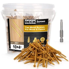 Deck Screws #10 x 4’’, T25 Star Torx Drive Flat Head Wood Screws, Tan, 5lb